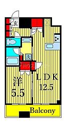 アトラスブランズタワー三河島 9階1LDKの間取り