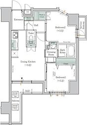ワンルーフレジデンス台東根岸 2階2DKの間取り