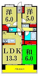 コスモシティ西日暮里 8階3LDKの間取り