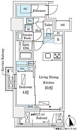 シーズンフラッツ浅草六丁目 1LDKの間取図画像