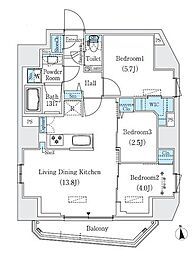 プライムブリス新御徒町 3LDKの間取図画像
