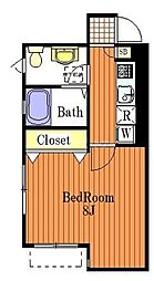 Ruelle 1Kの間取図画像