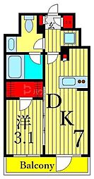 ルフォンプログレ浅草入谷 1DKの間取図画像