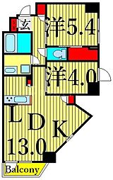 スプランディッド西日暮里 2LDKの間取図画像