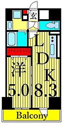 PineWell's 1DKの間取図画像