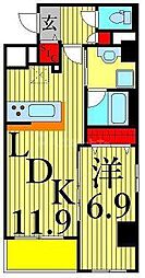 ヒューゲル本郷 1LDKの間取図画像