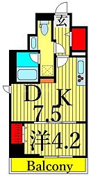 COMFORIA南千住 1DKの間取図画像