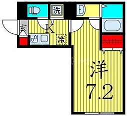 ウッディーベル 1Kの間取図画像