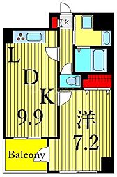 プリムヴェール蔵前 1LDKの間取図画像