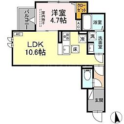 セレスティア豊島N B棟N 1LDKの間取図画像