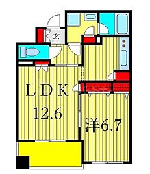 カスタリア荒川 1LDKの間取図画像