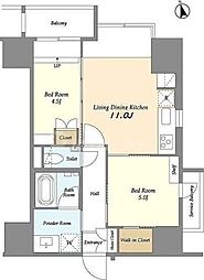 HF上野レジデンスEAST 2LDKの間取図画像