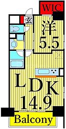 ウィスタリア柳橋 1LDKの間取図画像