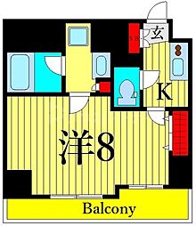 アイル日暮里 1Kの間取図画像