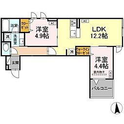 セレスティア荒川N 2LDKの間取図画像