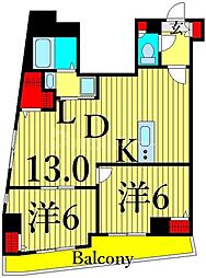 ルミナス西日暮里 2LDKの間取図画像