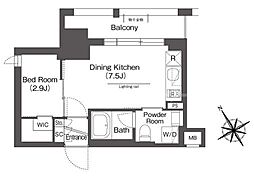 BluRock後楽園 1DKの間取図画像