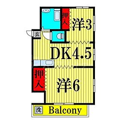 親和コーポ 2DKの間取図画像