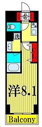 レジディア千駄木 1Kの間取図画像