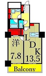 ロイヤルパークスタワー南千住 1LDKの間取図画像