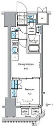 ルフォンプログレ田原町 1DKの間取図画像