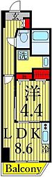 オランジュ・ポルト 1LDKの間取図画像