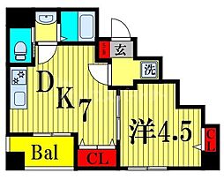 Bloom南千住 1DKの間取図画像