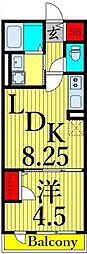 ヴィラブランシュ 1LDKの間取図画像
