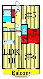 プルミエール東尾久 2LDKの間取図画像