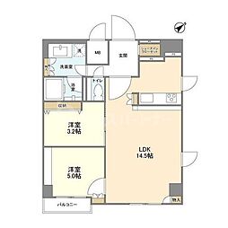 ナーベルお茶の水 2LDKの間取図画像