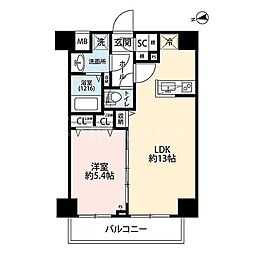 プレール・ドゥーク浅草V 1LDKの間取図画像