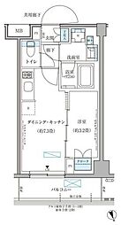 パークアクシス文京本郷 1DKの間取図画像