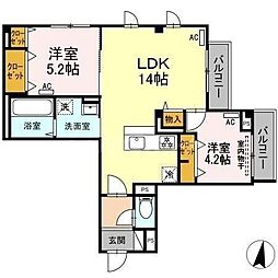 バンイードビル 2LDKの間取図画像