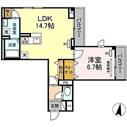 バンイードビル 1LDKの間取図画像