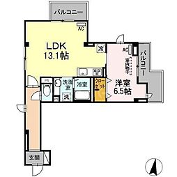 バンイードビル 1LDKの間取図画像