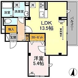 バンイードビル 1LDKの間取図画像