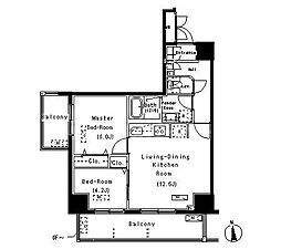 ParkAxis元浅草STAGE 2DKの間取図画像