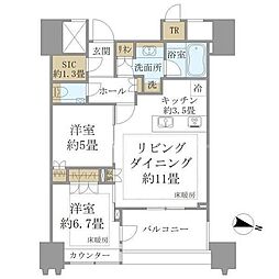 パークコート文京小石川ザタワー 2LDKの間取図画像