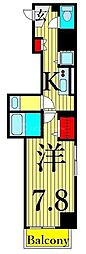 ヴェルドミール 1Kの間取図画像