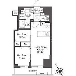 BluRock後楽園 2LDKの間取図画像