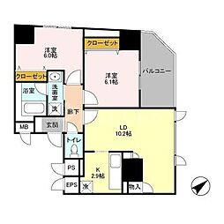 フォレンツタワー文京千石 2LDKの間取図画像