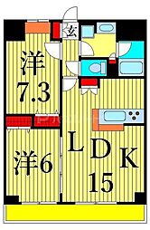 サンクレール荒川ブランガーデン 2LDKの間取図画像