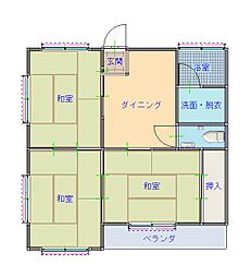 第二コアサンハイツ 3DKの間取図画像