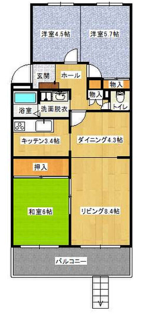 専有面積73.06平米、バルコニー面積7.99平米〜専用庭付きの3LDK