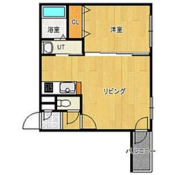 ヴィエルジュ北8条 4階1LDKの間取り