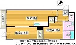 maison de 桜 4階2DKの間取り