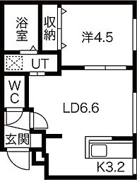 Ferio北大前 1階1LDKの間取り