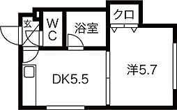ハイムプレステージ 2階1DKの間取り