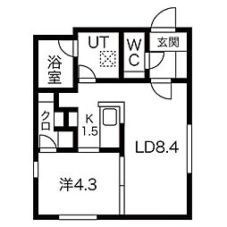 CASA MIO 2階1LDKの間取り