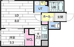 LIISA北大EAST 1階1LDKの間取り